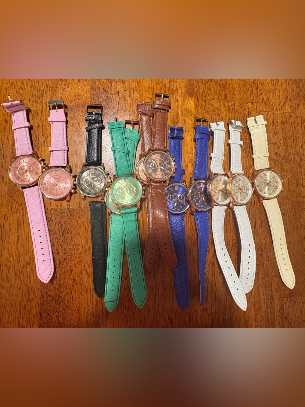 For Parts & Repair: 12 Geneva Watch Lot Pink, Blue, White, Teal, Brown, Black